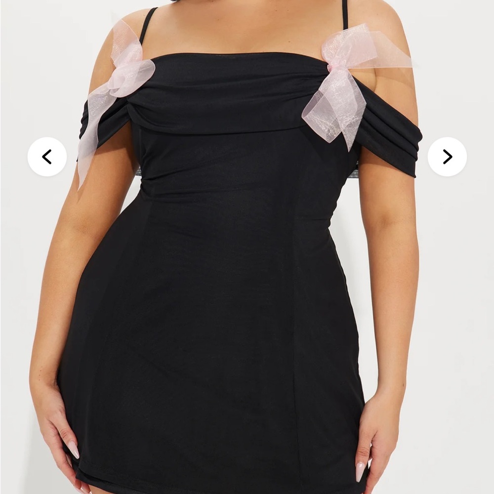 Fashion Nova Black Mini Dress with Pink Bows